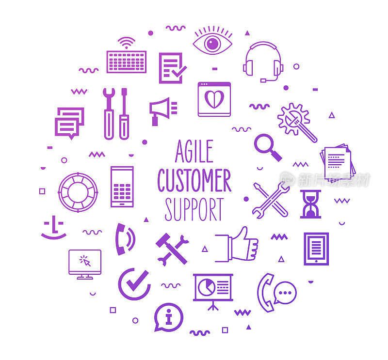 Agile Customer Support Performance Outline Style Infographic Design